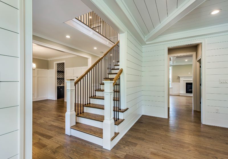 natural wood staircase